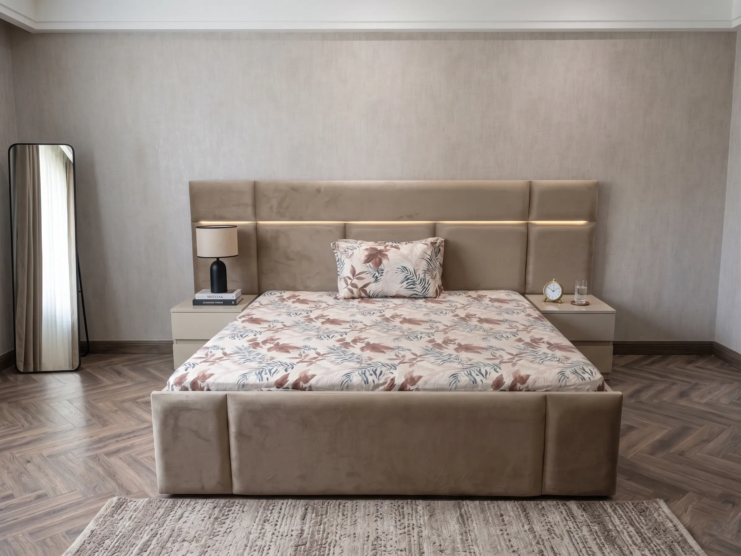 Bedroom fitted wardrobe and bed unit